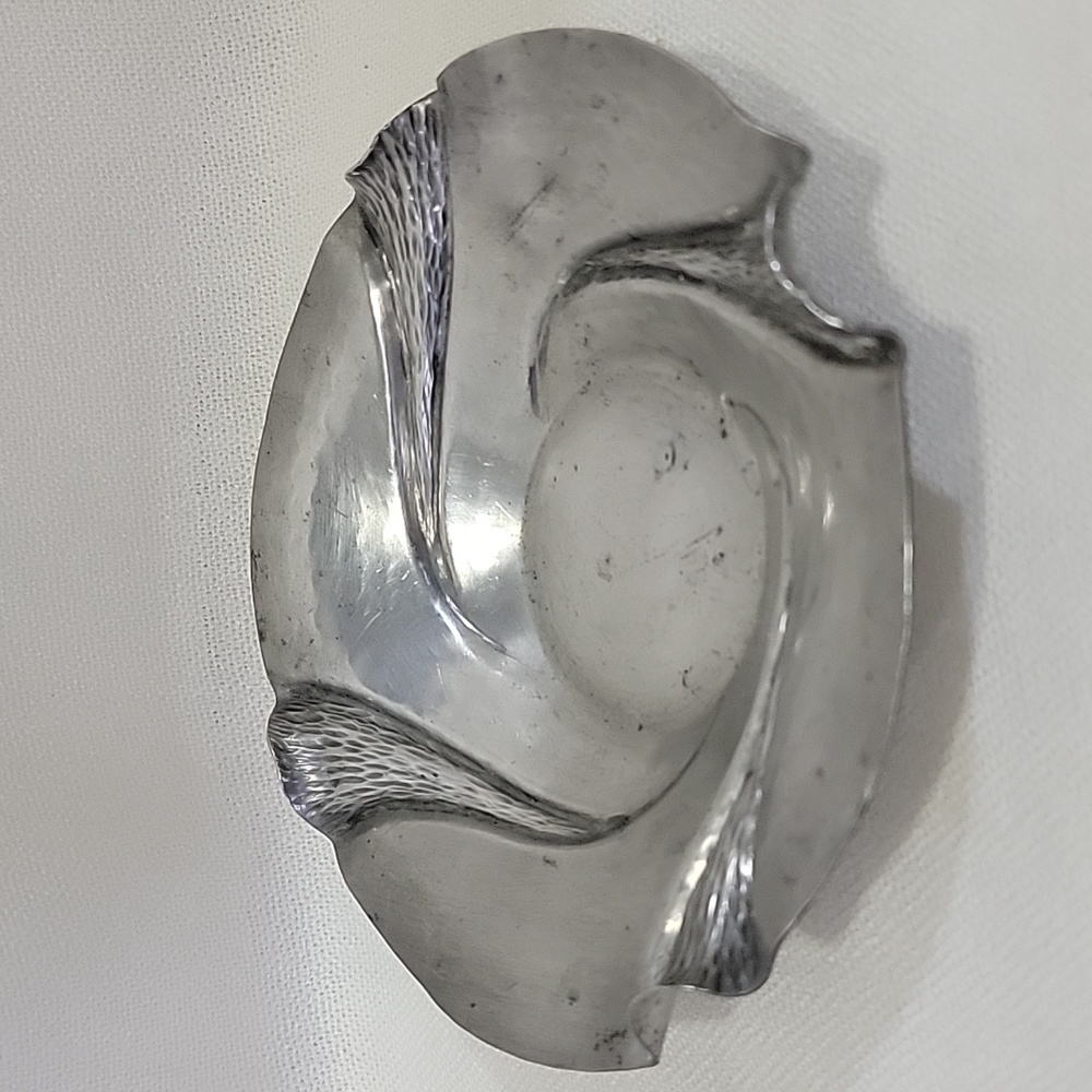 Vintage Nekrassoff Hand Hammered Forged Pewter Dish